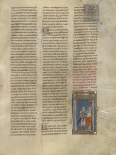 The Seneschal Keu Speaking with Iseult; Jeanne de Montbaston, French, active about 1320 - 1355, Paris, France; about 1320