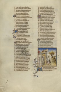 Female Personification of Idleness; Paris, France; about 1405; Tempera colors, gold leaf, and ink on parchment