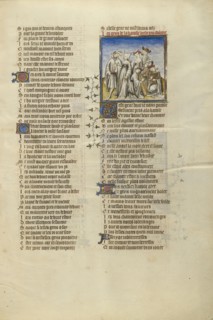 Music in the Garden; Paris, France; about 1405; Tempera colors, gold leaf, and ink on parchment bound between pasteboard