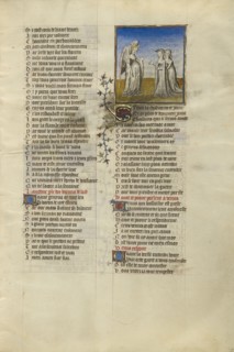 Venus Speaking to the Personifications of Shame and Anxiety; Paris, France; about 1405; Tempera colors, gold leaf, and ink