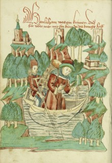 Barlaam, Carrying a Shoulder Pack, Crosses a River; Follower of Hans Schilling, German, active 1459 - 1467)