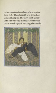 A Hunter with Two Birds in a Net; Florence Kingsford Cockerell, English, 1871 - 1949, England; 1908; Tempera, watercolors, gold