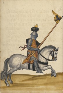 A Tournament Contest; Augsburg, probably, Germany; about 1560 - 1570; Tempera colors and gold and silver paint on paper bound