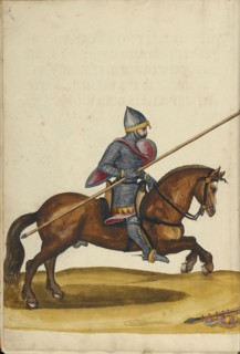 Emperor Friedrich Barbarossa on Horseback; Augsburg, probably, Germany; about 1560 - 1570; Tempera colors and gold and silver