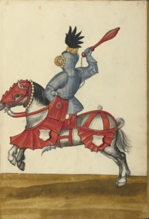 A Horseman in Armor; Augsburg, probably, Germany; about 1560 - 1570; Tempera colors and gold and silver paint on paper