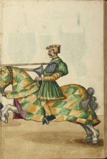 A Tournament Contest; Augsburg, probably, Germany; about 1560 - 1570; Tempera colors and gold and silver paint on paper