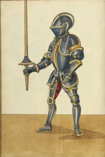 A Man in Armor; Augsburg, probably, Germany; about 1560 - 1570; Tempera colors and gold and silver paint on paper