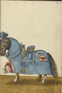 A Horse in Armor; Augsburg, probably, Germany; about 1560 - 1570; Tempera colors and gold and silver paint on paper