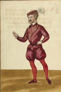 A Man Wearing a Medal on a Chain; Augsburg, probably, Germany; about 1560 - 1570; Tempera colors and gold and silver paint