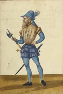A Man with an Axe; Augsburg, probably, Germany; about 1560 - 1570; Tempera colors and gold and silver paint on paper