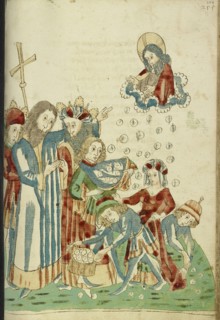 King Avenir, Josaphat, and Nachor Behold Hour Manna Fell in the Desert; Follower of Hans Schilling, German, active 1459 - 1467