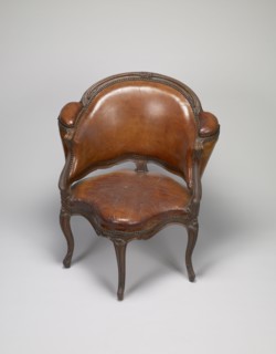Desk Chair; Attributed to Étienne Meunier, Menuisier, French, master 1732), Paris, France; about 1735; Walnut with leather