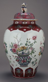 Lidded Vase; Yongzheng, China; about 1730; Hard-paste porcelain, enameled decoration; 62.9 x 33 cm, 24 3,4 x 13 in