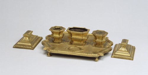 Inkstand and Paperweights; about 1715; Gilt bronze