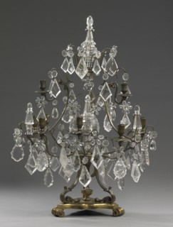 Pair of Girandoles; about 1730; Gilt bronze; rock crystal