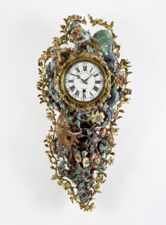 Wall Clock, Pendule d'alcove, Clock movement by Charles Voisin, French, 1685 - 1761, master 1710), Chantilly Porcelain