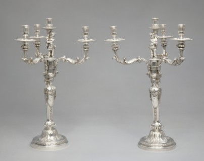 Pair of Candelabra; Robert-Joseph Auguste, French, 1723 - 1805, master by royal order 1757, Paris, France; 1779 - 1782; Silver