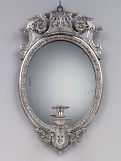 Pair of Wall Lights; Attributed to Burchardt Precht, German, 1651 - 1738, about 1700; Sand-cast bronze with silver plating