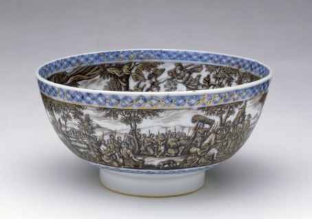 Bowl; Painting attributed to Ignaz Preissler, German, 1676 - 1741, Kangxi, China; porcelain about 1700; painted decoration