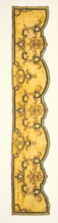 Upper inner head valence; about 1690 - 1715; Silk satin; cording; velour; silk embroidery; damask panels with linen linings
