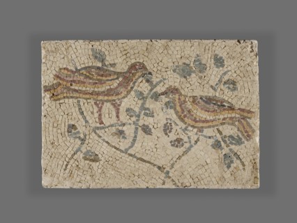 Fragment of a Mosaic with Birds; Rome, Lazio, Italy; 3rd or 4th century; Stone mosaic tesserae; 23.5 × 34 cm, 9 1,4 × 13 3,8 in