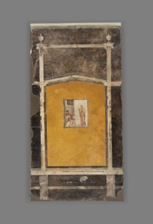 Wall Panel from a Black Ground Frescoed Room; Boscoreale, Italy; 1 - 50; Fresco; 247 × 130 cm, 97 1,4 × 51 3,16 in