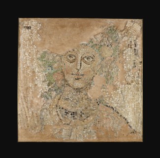 Fragment of a Mosaic Floor with Head of a Season; Eastern Mediterranean, ?, 6th century; Mosaic of stone and glass tesserae