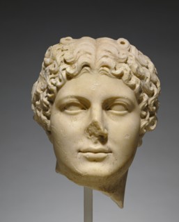 Head of Agrippina the Younger; Roman Empire; about 50 A.D; Marble; 32 × 27 × 28 cm, 12 5,8 × 10 5,8 × 11 in