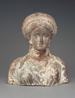 Bust of a Female Figure; Sicily, Italy; 300 - 200 B.C; Terracotta with traces of polychromy; 25.7 x 22.2 cm, 10 1,8 x 8 3,4 in