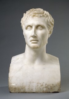 Bust of Menander; Roman Empire; 100 - 150; Marble; 51.5 × 32 × 22.6 cm, 20 1,4 × 12 5,8 × 8 7,8 in