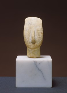 Head Fragment from a Cycladic Figure, Spedos Variety, Cyclades, Greece; about 2800 - 2200 B.C; Marble; 8.9 cm, 3 1,2 in