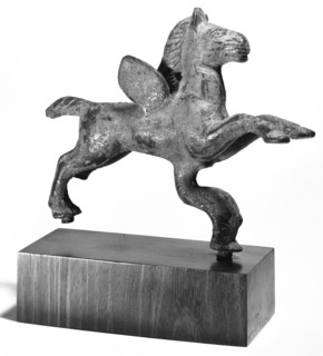 Furniture Support of Pegasus with Dolphin; Roman Empire; 2nd - 3rd century; Bronze; 10 × 12.3 cm, 3 15,16 × 4 13,16 in