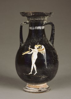 Gnathia Pelike; Gnathia, South Italy; last third of 4th century B.C; Terracotta; 23.7 × 10.3 cm, 9 5,16 × 4 1,16 in