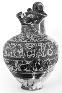 Corinthian Trefoil Oinochoe; Greece, Corinth, 575 - 550 B.C; Terracotta; 43.2 cm, 17 in
