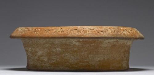 Etruscan Red Ware Stand; Etruria; about 600 B.C; Terracotta, Coarse Fabric, 14 × 43 cm, 5 1,2 × 16 15,16 in