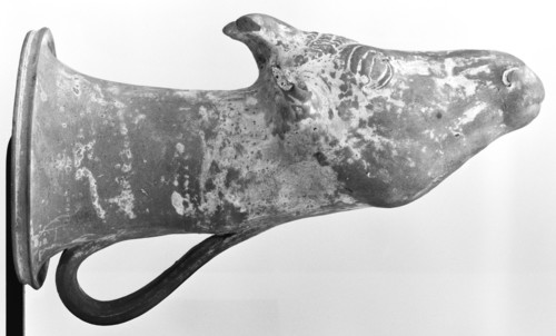 Canosan Goat Head Rhyton; Canosa, South Italy; about 320 B.C; Terracotta; 19.5 × 9.4 cm, 7 11,16 × 3 11,16 in