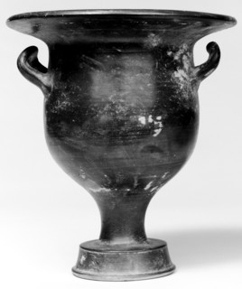Campanian Black Glazed Bell Krater, Miniature, Campania, South Italy; 323 - 31 B.C; Terracotta; 19.3 × 17.6 cm