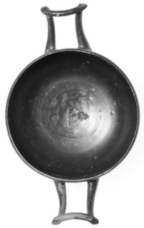 Campanian Black Kylix, Stemless, Campania, South Italy, Europe; 323 - 31 B.C; Terracotta; 6.7 x 17.5 x 10.7 cm