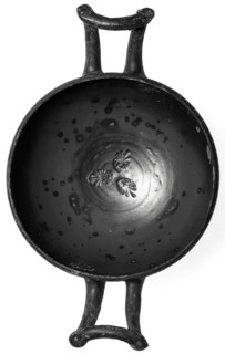 Campanian Black Kylix, Stemless, Campania, South Italy, Europe; 323 - 31 B.C; Terracotta; 7 x 17.8 x 11.1 cm