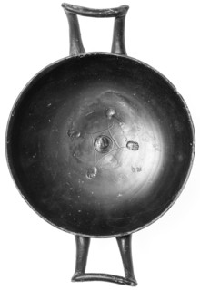 Campanian Black Kylix, Stemless, Campania, South Italy, Europe; 323 - 31 B.C; Terracotta; 5.5 x 19.5 x 13 cm