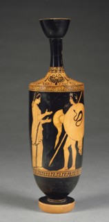 Oil Jar with a Departing Warrior; Phiale Painter, Greek, Attic, active about 450 - 425 B.C., Athens, Greece; about 450 B.C