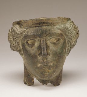 Head of Bacchus; Italy; 1st century; Bronze; copper lips; 12.7 × 14.3 × 13.4 cm, 5 × 5 5,8 × 5 1,4 in