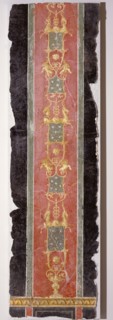 Wall Fragment with Grotesques; Boscoreale, Italy; about 70; Fresco; 154 x 43 cm, 60 5,8 x 16 15,16 in