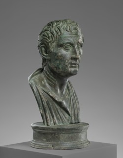 Bust of Menander; 25 B.C. - A.D. 50; Bronze; 17 × 8.1 cm, 6 11,16 × 3 3,16 in