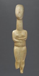 Female Figure with Folded Arms; Cyclades, Greece; 2800 - 2700 B.C; Marble; 28.5 × 6.4 × 3 cm, 11 1,4 × 2 1,2 × 1 3,16 in
