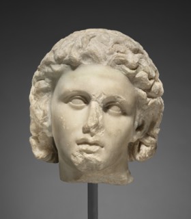 Head of Alexander the Great; Greece; about 320 B.C; Parian marble; 29.1 × 25.9 × 27.5 cm, 11 7,16 × 10 3,16 × 10 13,16 in