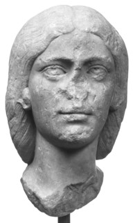 Portrait Head of a Girl worked for insertion in a Statue; Roman Empire; early 3rd century A.D; Italian marble; 29 cm, 11 7,16 in