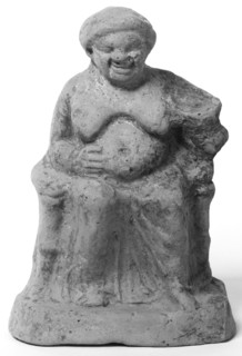 Statuette of Seated Old Woman; North Africa, ?, 3rd–1st century B.C; Terracotta with traces of white slip; 16.5 cm, 6 1,2 in