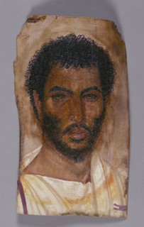 Mummy Portrait of a Bearded Man; Egypt; about 150 - 170; Encaustic on wood; 37 × 21 cm, 14 9,16 × 8 1,4 in