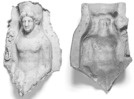Mold of the Torso and Head of a Frontal Seated Female Wearing a Polos; Tarentum, Taras, South Italy, Europe; 4th century B.C